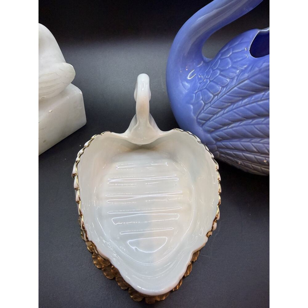 Vintage Swan Lot Ceramic Planter Swan Soap Dish Swan Bookend - Picture 3 of 16